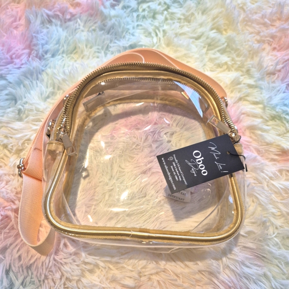 Clear Gold and Tan Crossbody Bag